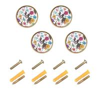 GuoChe 4 Pack Knobs for Dresser Bold Dog & Colorful Floral Modern Knobs for Kitchen Kitchen 1.26 Inch