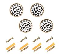GuoChe 4 Pack Knobs for Dresser Simple Cow Print Pattern Vector Art Style Closet Knobs for Wardrobe 1.26 Inch (32mm)