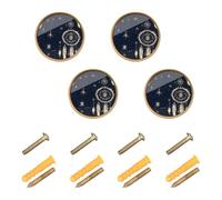 GuoChe 4 Pack Knobs for Dresser Western Cowboy Dream Catcher Tribal Star Tribal Primitive Charm Sparkling_2 Boho Dresser Knobs Gold for Door and Drawer 1.26"(32mm)