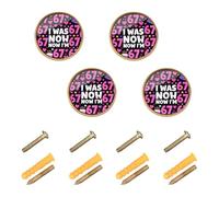 GuoChe 4 Pack Round Cabinet Knobs 7 Year Old Birthday I was 6 Now I'm 7 67 Meme Cabinet Knobs Gold for Dresser Drawers 1.26"