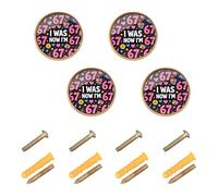 GuoChe 4 Pack Round Cabinet Knobs 7 Year Old Birthday I was 6 Now I'm 7 67 Meme Cabinet Knobs Gold for Dresser Drawers 1.26"