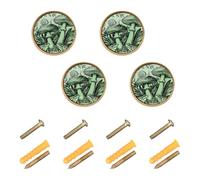GuoChe 4 Pack Round Cabinet Knobs Cottagecore Frog Snail and Mushroom Aesthetic Art Cabinet Knobs Gold for Dresser Drawers 1.26"