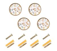 GuoChe 4 Pack Round Cabinet Knobs Independence Day (4 July) Savannah Cats White Boho Dresser Knobs Gold for Wardrobe Wardrobe 1.26"(32mm)