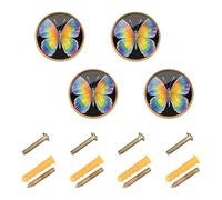GuoChe 4 Pack Round Cabinet Knobs LGBT Gay Pride Butterfly Rainbow Flag Modern Knobs for Wardrobe 1.26"