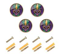 GuoChe 4 Pack Round Cabinet Knobs Mardi Gras Carnival Jewel Feather Lipstick Modern Knobs for Dresser Drawers 1.26"