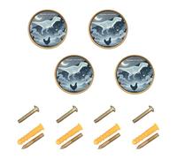 GuoChe 4 Pack Round Cabinet Knobs Remember Who are You Dinosaur Chicken Vintage Cabinet Knobs for Dresser Drawers 1.26"