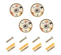 GuoChe 4 Pack Round Cabinet Knobs Western Cowboy Dream Catcher Yellow Moon Sunset Black and Red_2 Vintage Cabinet Knobs for Cupboards 1.26 Inch (32mm)