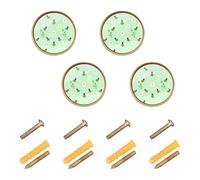 GuoChe 4 Pack Round Cabinet Knobs Yellow Cute Bumble Bee Flowers Honeycomb Dresser Drawer Pulls for Door and Drawer 1.26"(32mm)