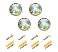 GuoChe 4 Pack Round Cabinet Pulls The Easter Bunny is Hiding Eggs Behind Bushes and Under Trees Closet Knobs for Wardrobe Wardrobe 1.26 Inch