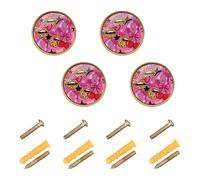 GuoChe 4 Pack Round Cabinet Pulls Vibrant Blush Retro 80s Disco Seamless Pattern Leopard Print Lips Cherries Dice and Disco Balls Fo Cabinet Knobs Gold for Dresser Drawers 1.26 Inch (32mm)