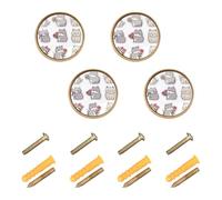 GuoChe 4 Pack Round Knobs All Saints' Day British Shorthair Cats White_1 Boho Dresser Knobs Gold for Dresser Drawers 1.26"