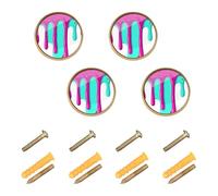 GuoChe 4 Pack Round Knobs Baseball Ice Cream Drip with Sprinkles Baseball Vintage Cabinet Knobs for Dresser Drawers 1.26"(32mm)