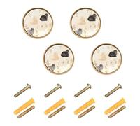 GuoChe 4 Pack Round Knobs Beauty Selkirk Rex Cats Beige_2 Modern Knobs for Kitchen 1.26 Inch
