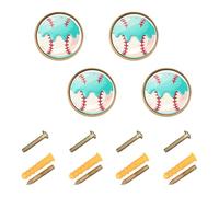 GuoChe 4 Pack Round Knobs Funny Baseball Ice Cream Drip Drip Vintage Cabinet Knobs for Dresser Drawers 1.26"(32mm)