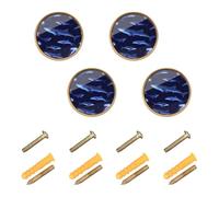 GuoChe 4 Pack Round Knobs Glowing Ocean Marine Life Whale Sea Dog Jellyfish Seamless Pattern Magical Underwater Animal Cabinet Knobs Gold for Wardrobe 1.26 Inch