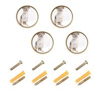 GuoChe 4 Pack Round Knobs Happy Tri Color Mixed Breed Dog Sitting Birthday Closet Knobs for Dresser Drawers 1.26 Inch (32mm)