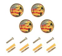 GuoChe 4 Pack Round Knobs National Vietnam War Veterans Day Helicopter Vintage Cabinet Knobs for Cupboards Cupboards 1.26 Inch (32mm)