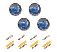 GuoChe 4 Pack Round Knobs Primitive Bohemian Cat_3 Vintage Cabinet Knobs for Dresser Drawers 1.26"(32mm)