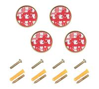 GuoChe 4 Pack Round Knobs Thanksgiving Day Manx Cats Orange_3 Boho Dresser Knobs Gold for Dresser Drawers 1.26 Inch (32mm)