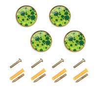 GuoChe 4PCS Cabinet Knobs Green Clover Gold Coin Dense Modern Knobs for Kitchen Kitchen 1.26"
