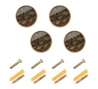 GuoChe 4PCS Cabinet Knobs Mossy Hunting Camouflage Pattern Tree Deer Camouflage Oak Modern Knobs for Dresser Drawers 1.26"