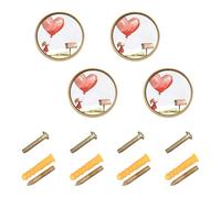 GuoChe 4PCS Cabinet Pulls and Knobs A Heart-Shaped Balloon is Tied to A Mailbox Waiting for Love Letters to Be Sent Boho Hardware Closet Knobs for Dresser Drawers Dresser Drawers 1.26"(32mm)