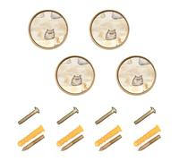 GuoChe 4PCS Cabinet Pulls and Knobs Cute Selkirk Rexcats Beige_3 Kitchen Knobs for Door and Drawer 1.26 Inch