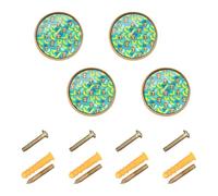 GuoChe 4PCS Dresser Pulls and Knobs Cute Monkey Banana Jungle Teal Pattern Modern Knobs for Cupboards 1.26"