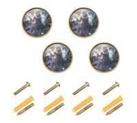 GuoChe 4PCS Dresser Pulls and Knobs Fairy Safari Fantasy Art Vintage Cabinet Knobs for Door and Drawer 1.26 Inch (32mm)