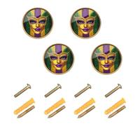 GuoChe 4PCS Furniture Handles and Knobs Mardi Gras Carnival Jewel Feather Lipstick Kitchen Knobs for Dresser Drawers 1.26 Inch