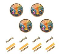 GuoChe 4PCS Furniture Handles and Knobs Witches are Brewing Potions in A Big Cauldron Over an Open Fire Knobs and Pulls Vintage Cabinet Knobs for Door and Drawer Door and Drawer 1.26 Inch