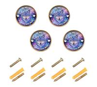GuoChe 4PCS Kitchen Cabinet Knobs and Handles Just A Girl Who Loves Wolves Galaxy Space Wolf Lover Dresser Drawer Pulls for Dresser Drawers 1.26 Inch