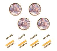 GuoChe 4PCS Kitchen Cabinet Knobs and Handles Red Hair Dragon Anime Vintage Cabinet Knobs for Cupboards 1.26"