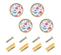 GuoChe 4PCS Knobs for Cabinets and Drawers 4th July U.s.-Themed Independence Day Cute Boho Dresser Knobs Gold for Dresser Drawers 1.26"(32mm)