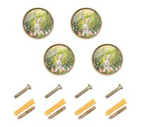 GuoChe 4PCS Knobs for Cabinets and Drawers The Easter Bunny is Hiding Eggs Behind Bushes and Under Trees Vintage Cabinet Knobs for Dresser Drawers Dresser Drawers 1.26 Inch