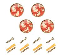 GuoChe 4PCS Round Cabinet Knobs Chic Selkirk Rexcats Terracotta_2 Vintage Cabinet Knobs for Cupboards 1.26 Inch (32mm)