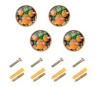 GuoChe 4PCS Round Cabinet Knobs Hawaii Pineapple Flamingo Kitchen Knobs for Kitchen 1.26"(32mm)