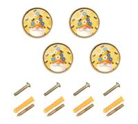GuoChe 4PCS Round Cabinet Pulls Honey Bee on Funny Gnome Dad Beekeeper Cute Daisy Flower Cabinet Knobs Gold for Cupboards 1.26"(32mm)
