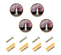 GuoChe 4PCS Round Cabinet Pulls Mexican USA Mexico Born Family Roots Us Flag Vintage Cabinet Knobs for Door and Drawer 1.26 Inch
