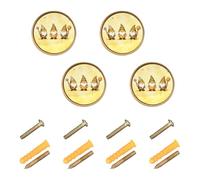GuoChe 4PCS Round Cabinet Pulls Yellow Bee Gnomes Honeycomb Cute Honey White Background Cabinet Knobs Gold for Cupboards 1.26"(32mm)