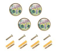 GuoChe 4PCS Round Knobs The Easter Bunny is Hiding Eggs Behind Bushes and Under Trees Kitchen Knobs for Kitchen Kitchen 1.26 Inch