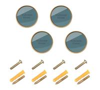 GuoChe 4PCS Round Knobs “Welcome Home” Teal Blue Background Sign Dresser Drawer Pulls for Wardrobe 1.26"(32mm)