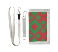 GuoChe 6-18 Ages Outdoor Sports Wallets Travel Novelty Wallet for Childrens Boys Cute Credit Card Holder Cash Pocket Purse Christmas Themed Red Green Checkered Pattern