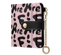 GuoChe Abstract Letter Pattern Women's Compact Folding Wallet Unique Minimalist PU Leather Wallet for Woman Girl