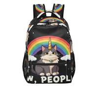 GuoChe Adjustable Shoulder Strap Backpack durables for Student Trave Bookbag Rainbow Maine Coon Ew People unicorns Cat