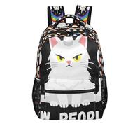 GuoChe Adjustable Shoulder Strap Backpack Lightweight for Women Airplanes Traveling Bookbag unicorns Hearts Rainbow Pattern, Rainbow Maine Coon Ew People Unicorns Cat (2), M
