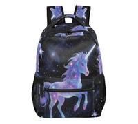 GuoChe Adjustable Shoulder Strap Backpack Lightweight for Women Airplanes Traveling Bookbag unicorns Hearts Rainbow Pattern, Unicorns, Magic, Stars, Space, Pink, Starry Sky, S
