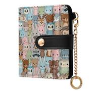 GuoChe Adorable forests Animals Pattern Ladies Folding Coin Wallet Fancy Minimalist PU Leather Wallet for Women