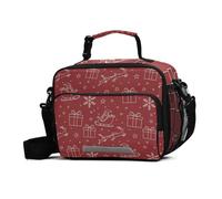 GuoChe Adult Lunch Bag Christmas Maroon Santa Reindeer Gifts Waterproof Leakproof Reusable Insulated Lunch Box with Adjustable Shoulder Strap Reusable Insulated Cooler for Work, Travel, Outdoor