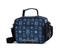 GuoChe Adult Lunch Bag Christmas Navy White Santa Tree Snowman High Capacity Reusable Lunch Box with Adjustable Shoulder Strap Food Lunch Containers for Work Travel Picnic Lunch